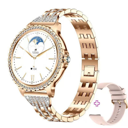 Smartwatch Elegante para Mujer Llamadas Bluetooth Monitor de Salud, Multideporte Correa Metálica