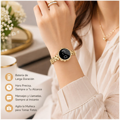 Pulsera Inteligente L6 Mujer IP67 Monitoreo de Salud, Cadena Metálica Elegante, Control por Gestos