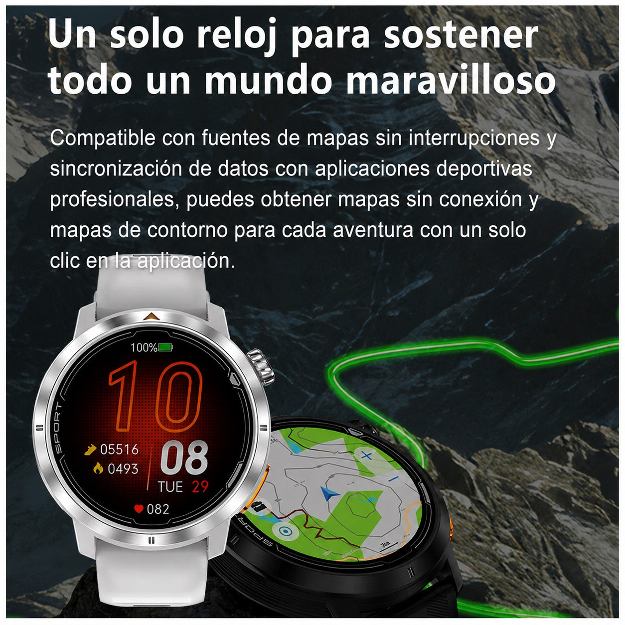 Smartwatch Deportivo DT G9 GPS Integrado Pantalla AMOLED 1.43" 466x466 Mapas Offline Llamadas Bluetooth Brújula 3ATM para Running Trekking y Outdoor