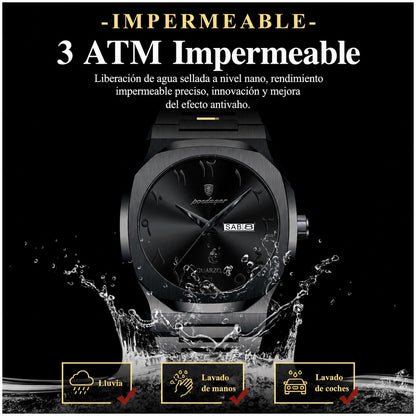 Reloj Analógico de Cuarzo para Hombre 41 mm con Calendario Día/Fecha, Acero Inoxidable, Resistente al Agua 3 ATM, Estilo Ejecutivo y Elegante para Uso Diario