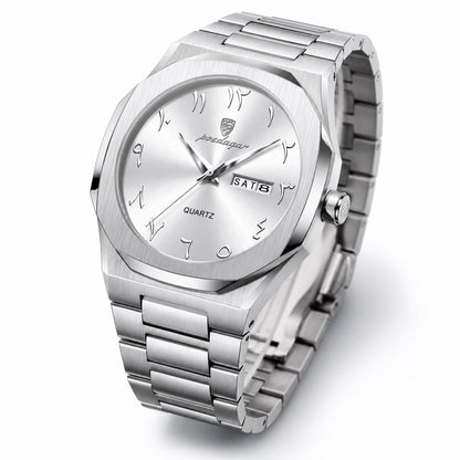 Reloj Analógico de Cuarzo para Hombre con Calendario Día y Fecha, Acero Inoxidable, Cristal Hardlex, Resistente al Agua 3 Bar, Estilo Clásico Ejecutivo y Casual