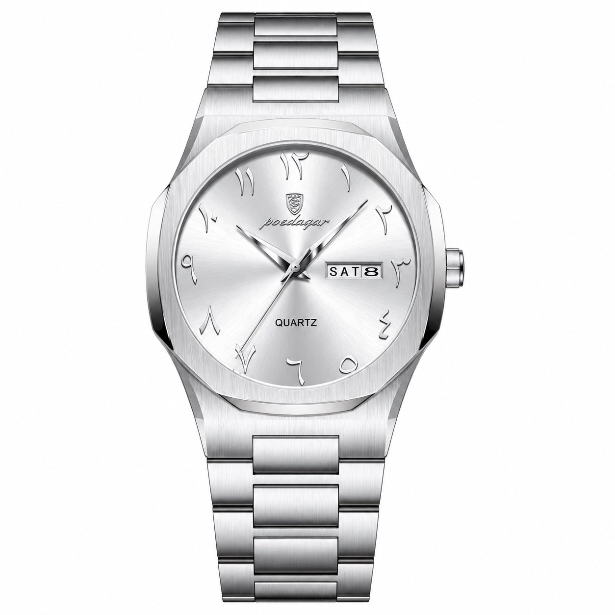 Reloj Analógico de Cuarzo para Hombre con Calendario Día y Fecha, Acero Inoxidable, Cristal Hardlex, Resistente al Agua 3 Bar, Estilo Clásico Ejecutivo y Casual
