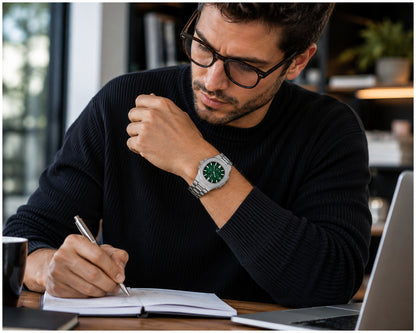 Reloj Analógico de Cuarzo Hombre 40 mm Acero Inoxidable con Calendario, Agujas Luminosas, Cierre Mariposa y Resistencia al Agua 3 BAR