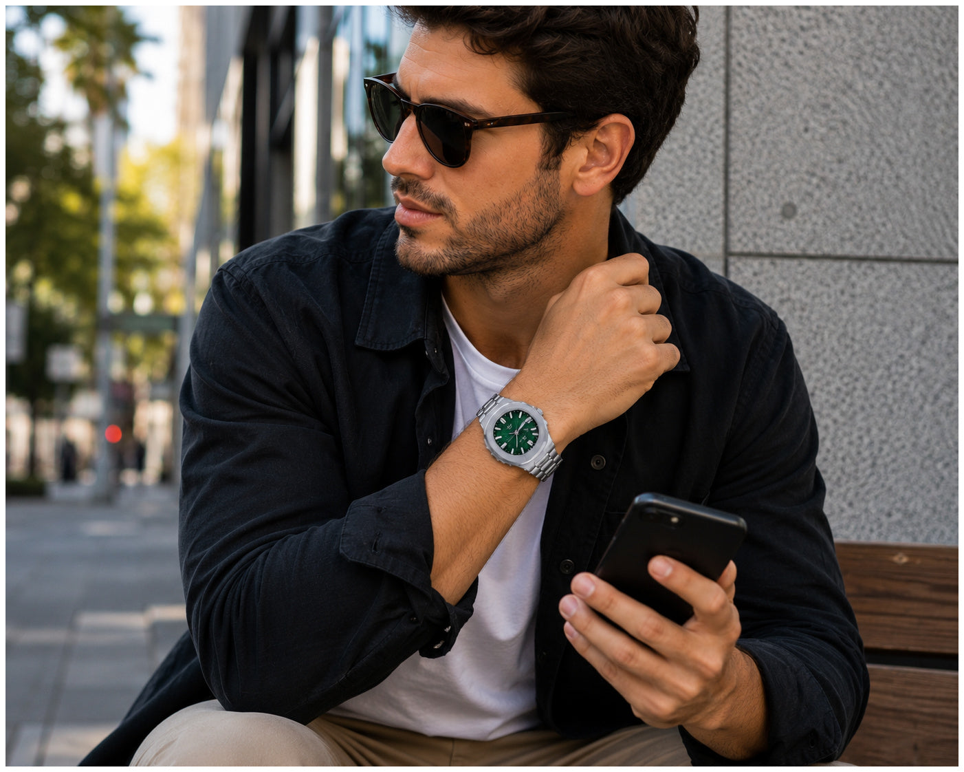 Reloj Analógico de Cuarzo Hombre 40 mm Acero Inoxidable con Calendario, Agujas Luminosas, Cierre Mariposa y Resistencia al Agua 3 BAR