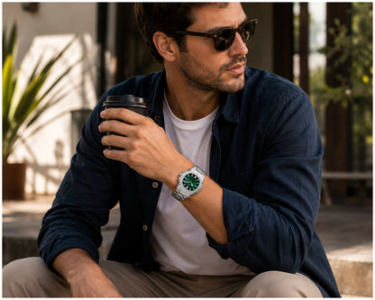 Reloj Analógico de Cuarzo Hombre 40 mm Acero Inoxidable con Calendario, Agujas Luminosas, Cierre Mariposa y Resistencia al Agua 3 BAR