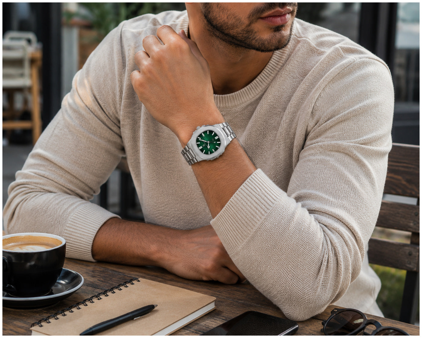 Reloj Analógico de Cuarzo Hombre 40 mm Acero Inoxidable con Calendario, Agujas Luminosas, Cierre Mariposa y Resistencia al Agua 3 BAR