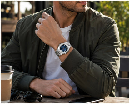 Reloj Analógico de Cuarzo para Hombre 40 mm Acero Inoxidable Cristal Mineral Calendario Resistente al Agua 3 BAR Estilo Ejecutivo y Casual