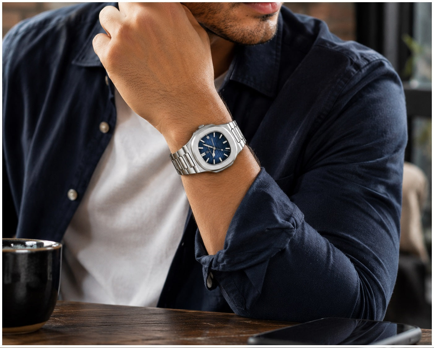 Reloj Analógico de Cuarzo para Hombre 40 mm Acero Inoxidable Cristal Mineral Calendario Resistente al Agua 3 BAR Estilo Ejecutivo y Casual