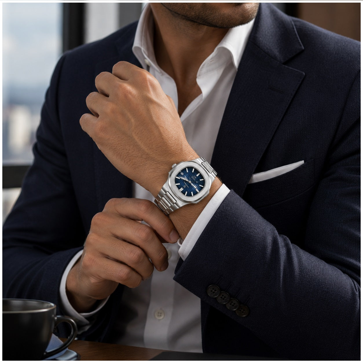 Reloj Analógico de Cuarzo para Hombre 40 mm Acero Inoxidable Cristal Mineral Calendario Resistente al Agua 3 BAR Estilo Ejecutivo y Casual