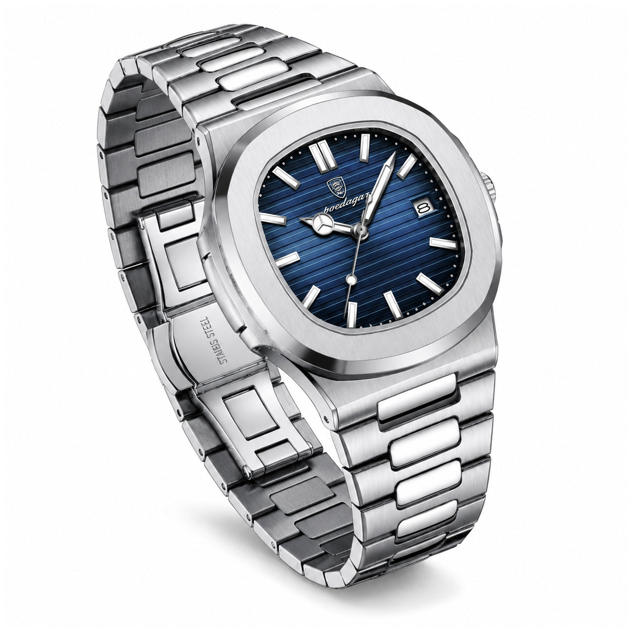 Reloj Analógico de Cuarzo para Hombre 40 mm Acero Inoxidable Cristal Mineral Calendario Resistente al Agua 3 BAR Estilo Ejecutivo y Casual
