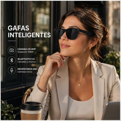 Gafas Inteligentes con IA M8AI Cámara HD 8MP Traducción en Tiempo Real Bluetooth y Grabación 1080P