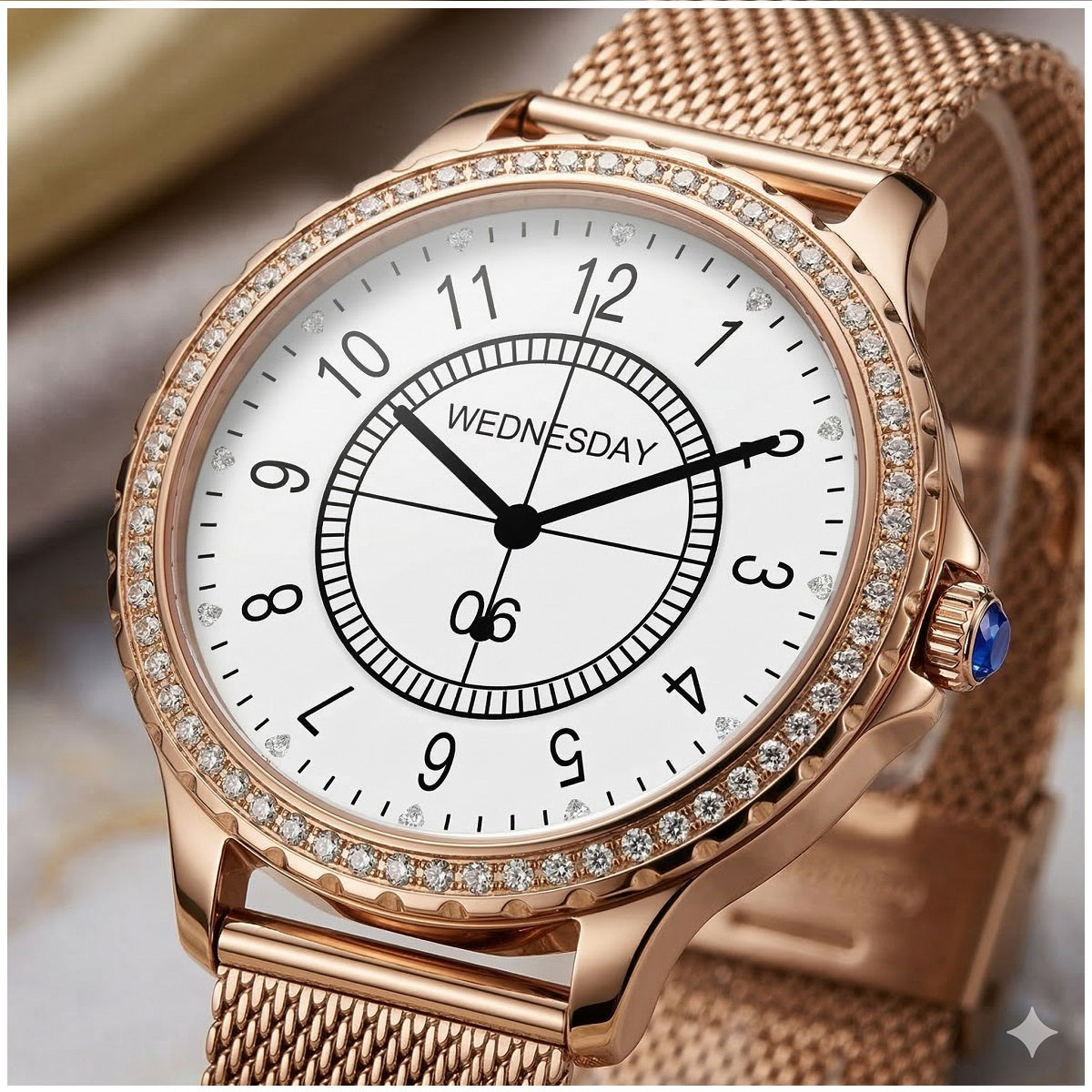 Smartwatch Elegante I58 para Mujer Llamadas Bluetooth Monitor de Salud IP67 Correa de Acero Milanesa