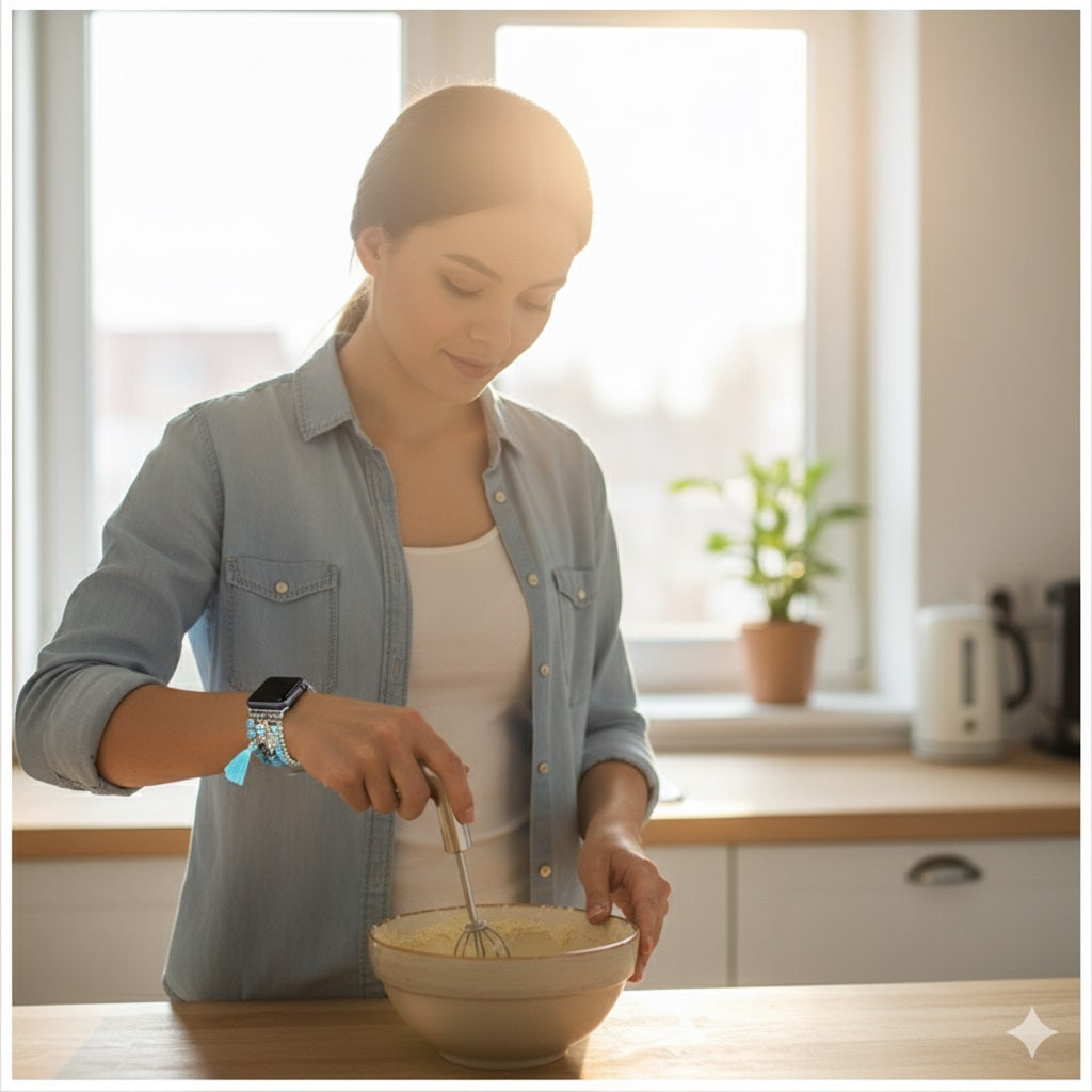 Correa Pulsera Bohemia para Apple Watch 42/44 mm Diseño Artesanal, Cuentas Decorativas