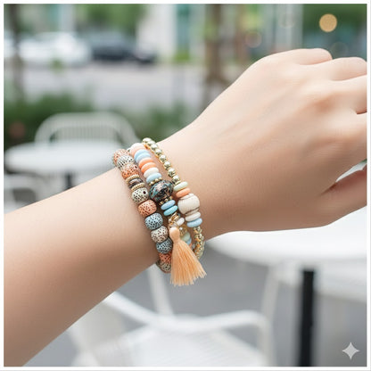 Correa Pulsera Bohemia para Apple Watch 42/44 mm Diseño Artesanal con Cuentas Decorativas