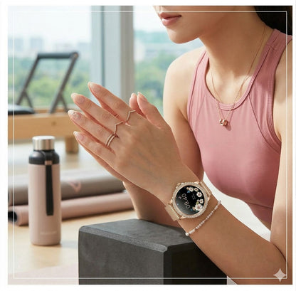 Smartwatch Elegante I58 para Mujer Llamadas Bluetooth Monitor de Salud IP67 Correa de Acero Milanesa
