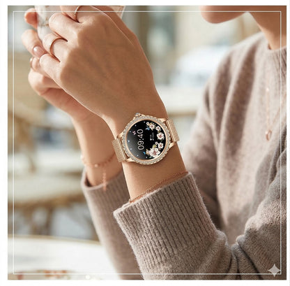 Smartwatch Elegante I58 para Mujer Llamadas Bluetooth Monitor de Salud IP67 Correa de Acero Milanesa