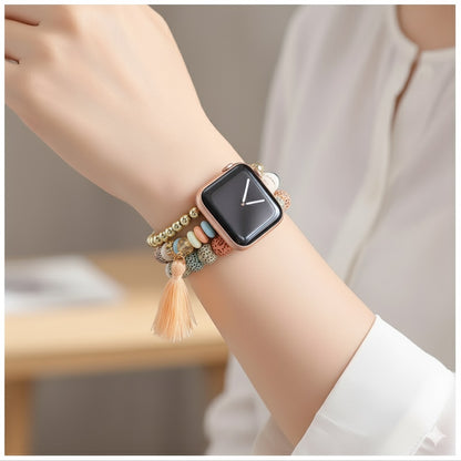 Correa Pulsera Bohemia para Apple Watch 42/44 mm Diseño Artesanal con Cuentas Decorativas