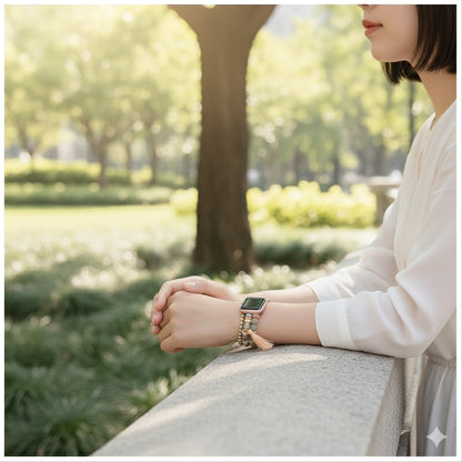 Correa Pulsera Bohemia para Apple Watch 42/44 mm Diseño Artesanal con Cuentas Decorativas