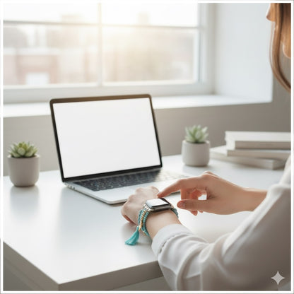 Correa Pulsera Bohemia para Apple Watch 42/44 mm Diseño Artesanal, Cuentas Decorativas