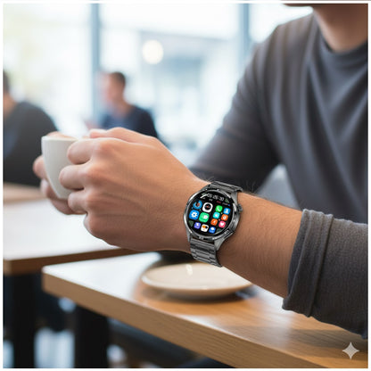 Smartwatch GT5 PRO Correa Metálica y Silicona Monitor Salud 247 Bluetooth Notificaciones Compatible