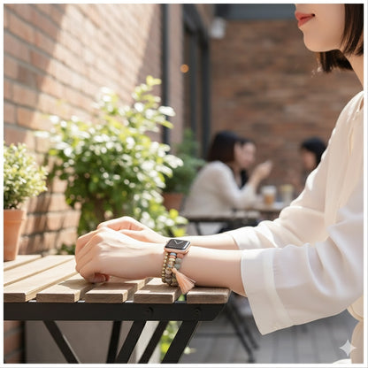 Correa Pulsera Bohemia para Apple Watch 42/44 mm Diseño Artesanal con Cuentas Decorativas