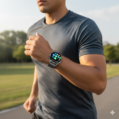 Smartwatch GT5 PRO Correa Metálica y Silicona Monitor Salud 247 Bluetooth Notificaciones Compatible