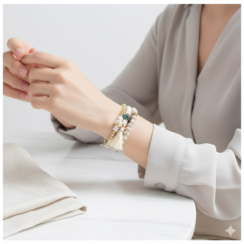 Correa Bohemia Joyería para Apple Watch 42/44 mm – Diseño Artesanal, Ajuste Cómodo Estilo Exclusivo