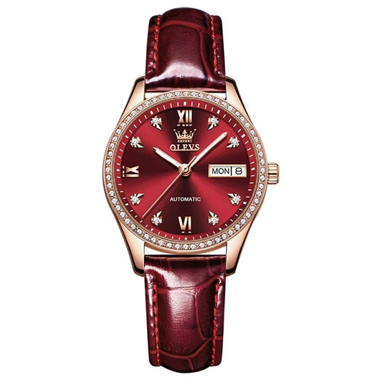Reloj Automático de Lujo Elegante para Mujer con Correa de Cuero