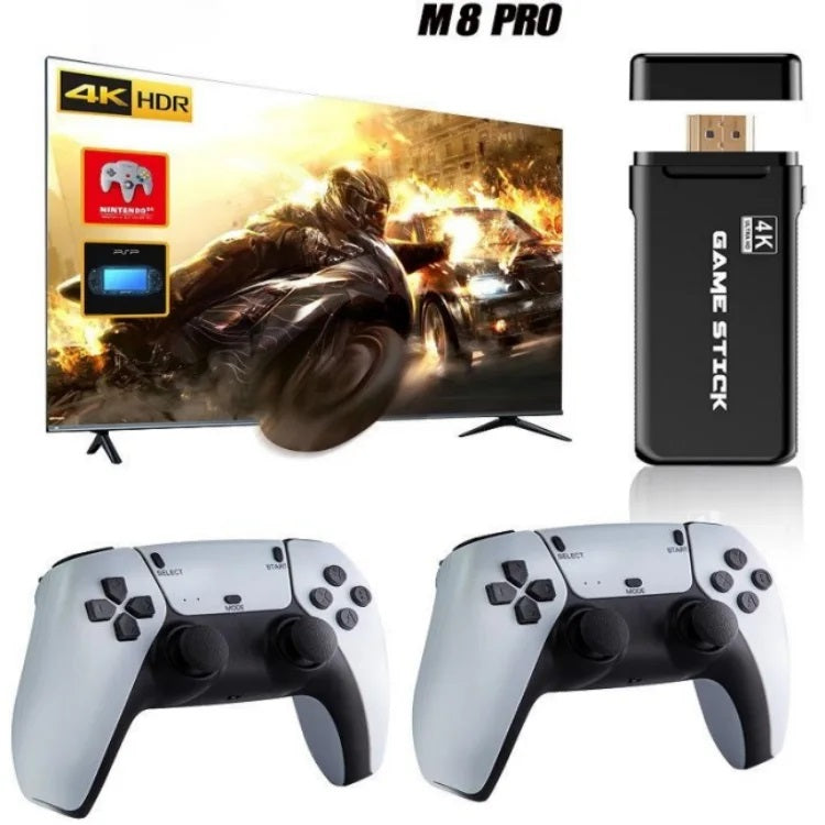Consola de Videojuegos Retro M8 Pro con Game Stick 4K, 2 Controles Inalámbricos y Más de 20.000 Juegos