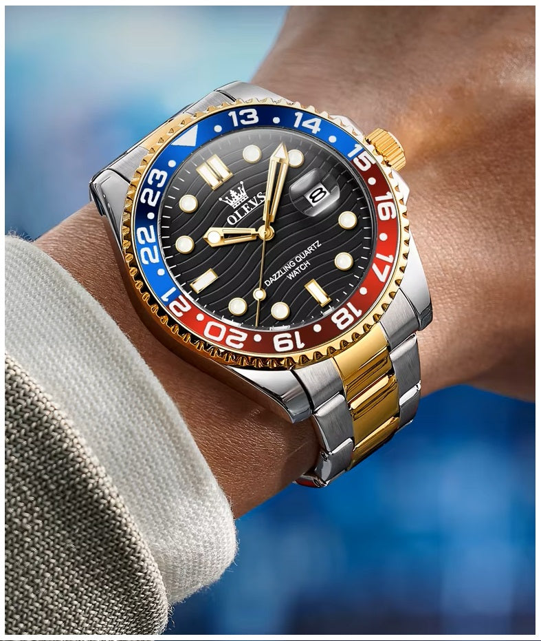Reloj de Pulsera Hombre Deportivo y de Lujo Correa de Acero Inoxidable
