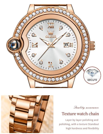 Reloj de Pulsera de Lujo para Mujer con Diamantes Resistencia al agua