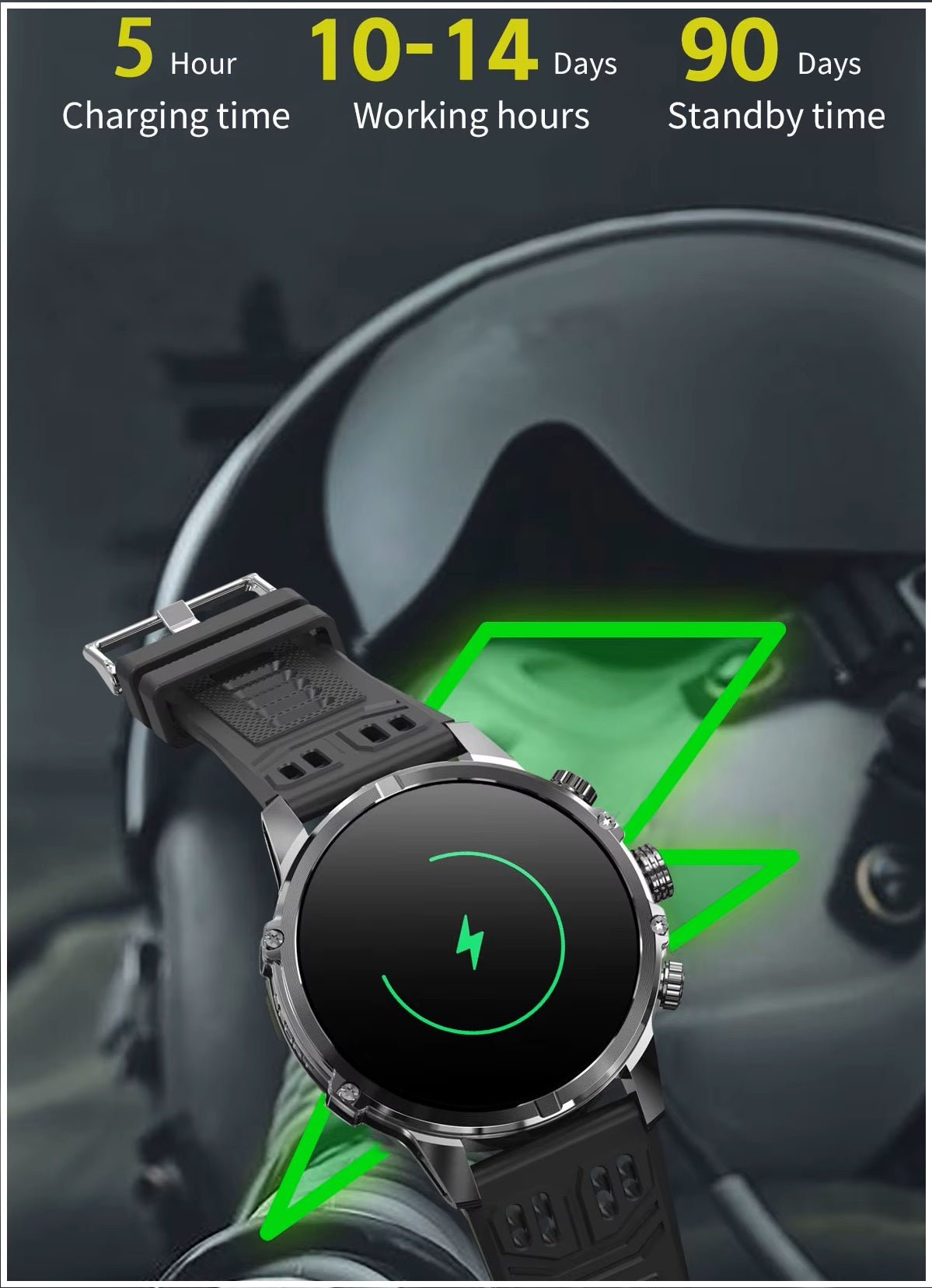 Smartwatch Deportivo Táctico AMOLED 1.75”  IP67, 600mAh, Bluetooth HD Compatible Android & iOS