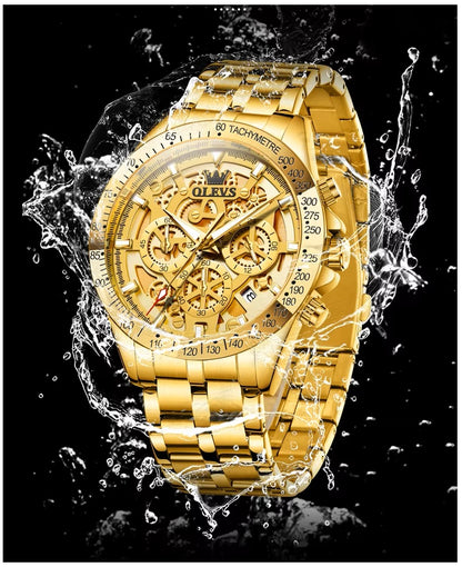 Reloj de Pulsera para Hombre Clásico de Lujo Acero Inoxidable Dorado