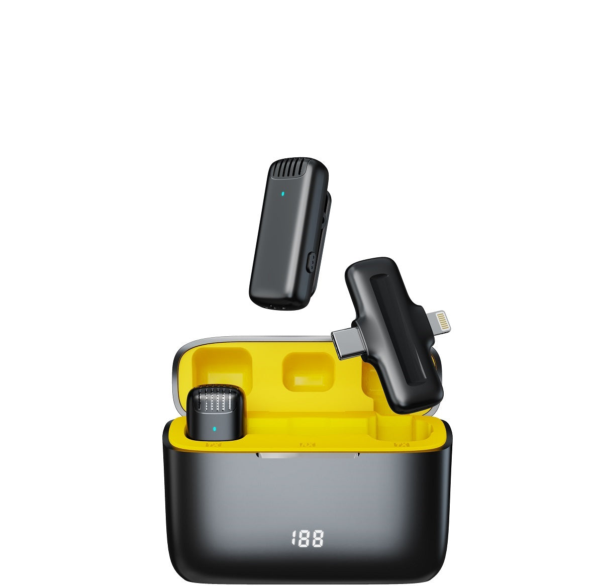 Micrófono Inalámbrico Profesional Dual J13 Pro con Estuche de Carga y Conectores Lightning / Tipo-C