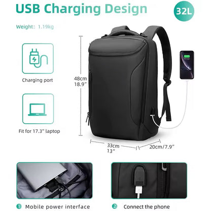 Mochila Impermeable Multifuncional Carga USB Ideal Viajes y Oficina