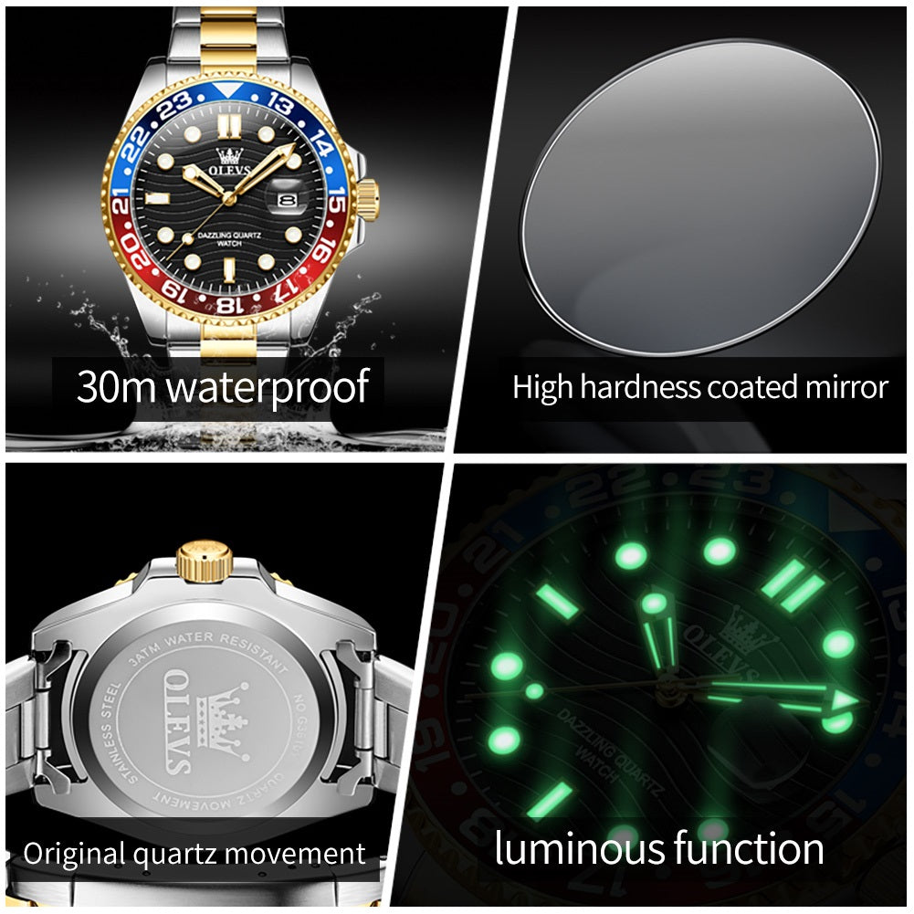 Reloj de Pulsera Hombre Deportivo y de Lujo Correa de Acero Inoxidable