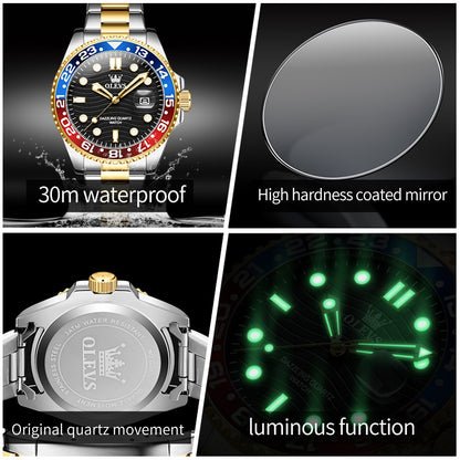 Reloj de Pulsera Hombre Deportivo y de Lujo Correa de Acero Inoxidable