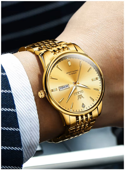 Reloj de Lujo Clásico para Hombre con Calendario y Movimiento de Cuarzo Resistencia al agua 30m