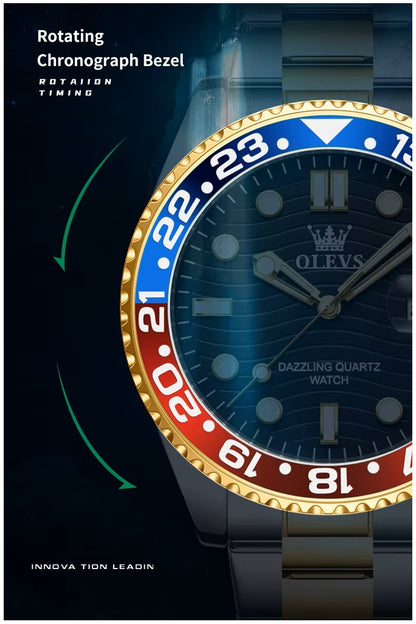 Reloj de Pulsera Hombre Deportivo y de Lujo Correa de Acero Inoxidable