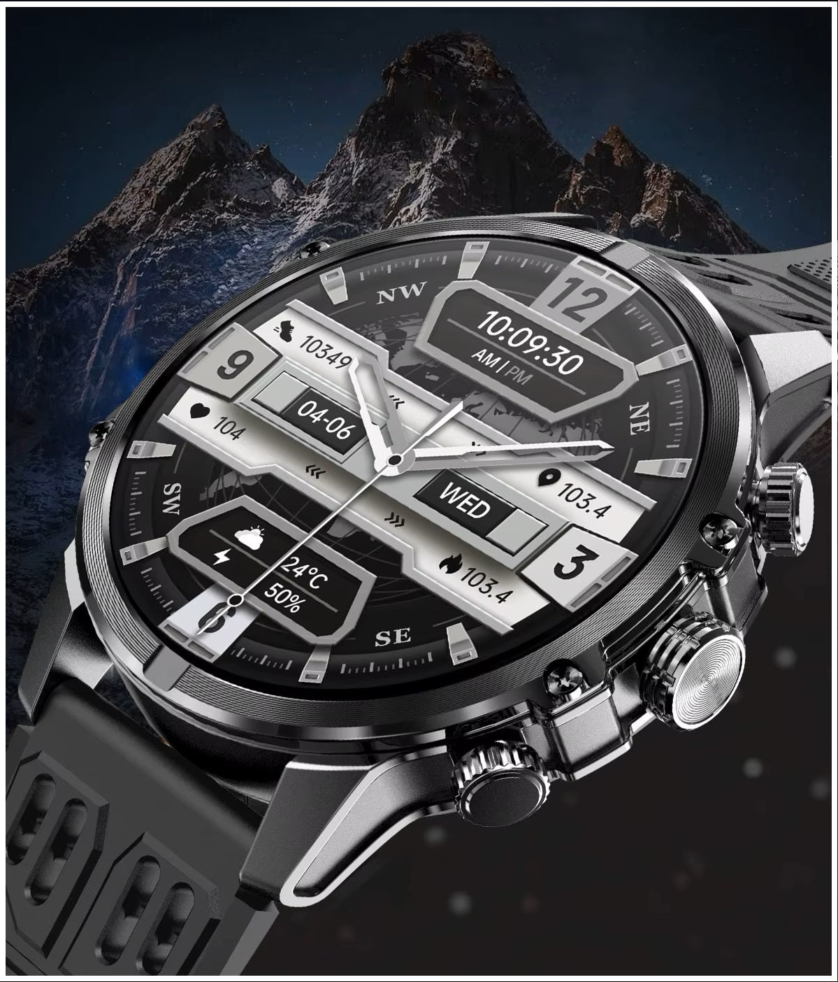 Smartwatch Deportivo Táctico AMOLED 1.75”  IP67, 600mAh, Bluetooth HD Compatible Android & iOS