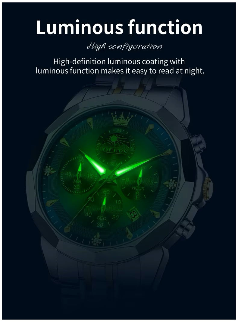 Reloj de Pulsera Hombre Acero Inoxidable Azul con Cronógrafo