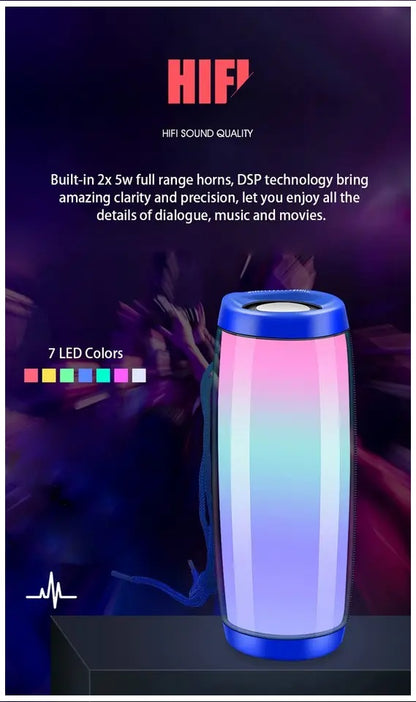 Parlante Portátil Bluetooth Altavoces inalámbricos Waterproof Luz LED Azul