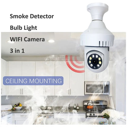 Cámara IP 360° Ampolleta motorizada Full HD Detector de Humo Alarma
