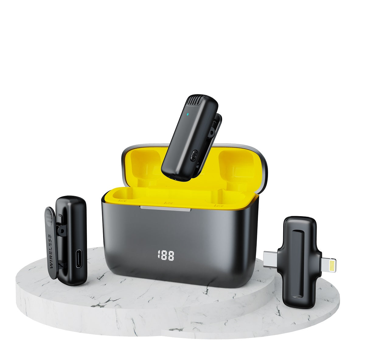 Micrófono Inalámbrico Profesional Dual J13 Pro con Estuche de Carga y Conectores Lightning / Tipo-C