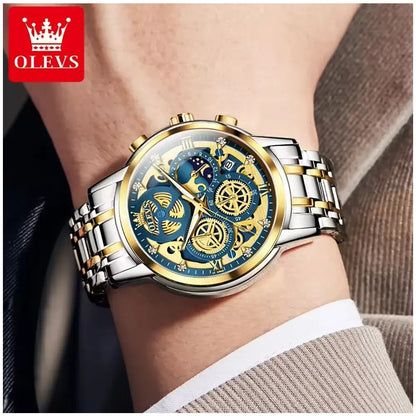 Reloj de Lujo para Hombre con Diseño Esqueleto Dorado Multifunción