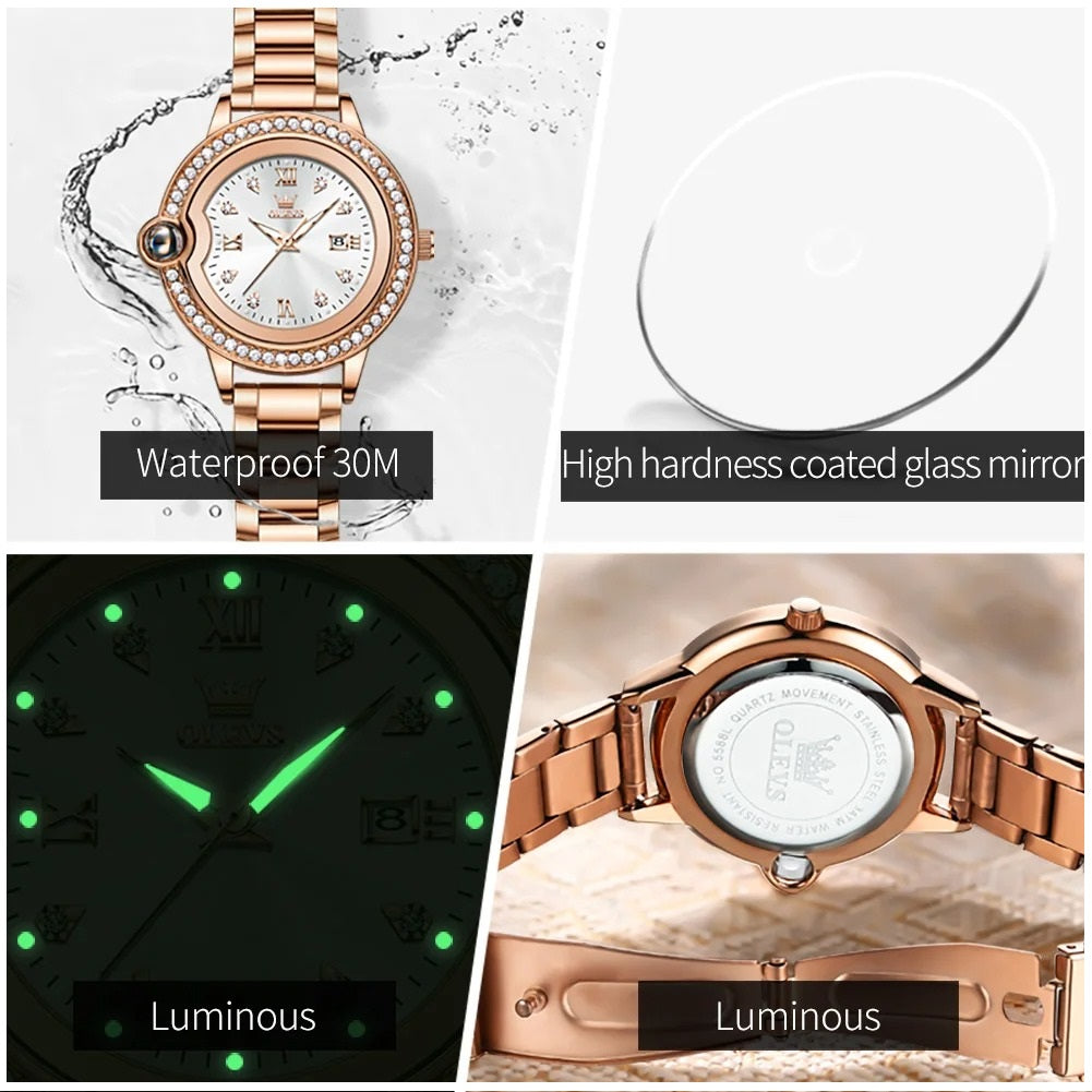Reloj de Pulsera de Lujo para Mujer con Diamantes Resistencia al agua