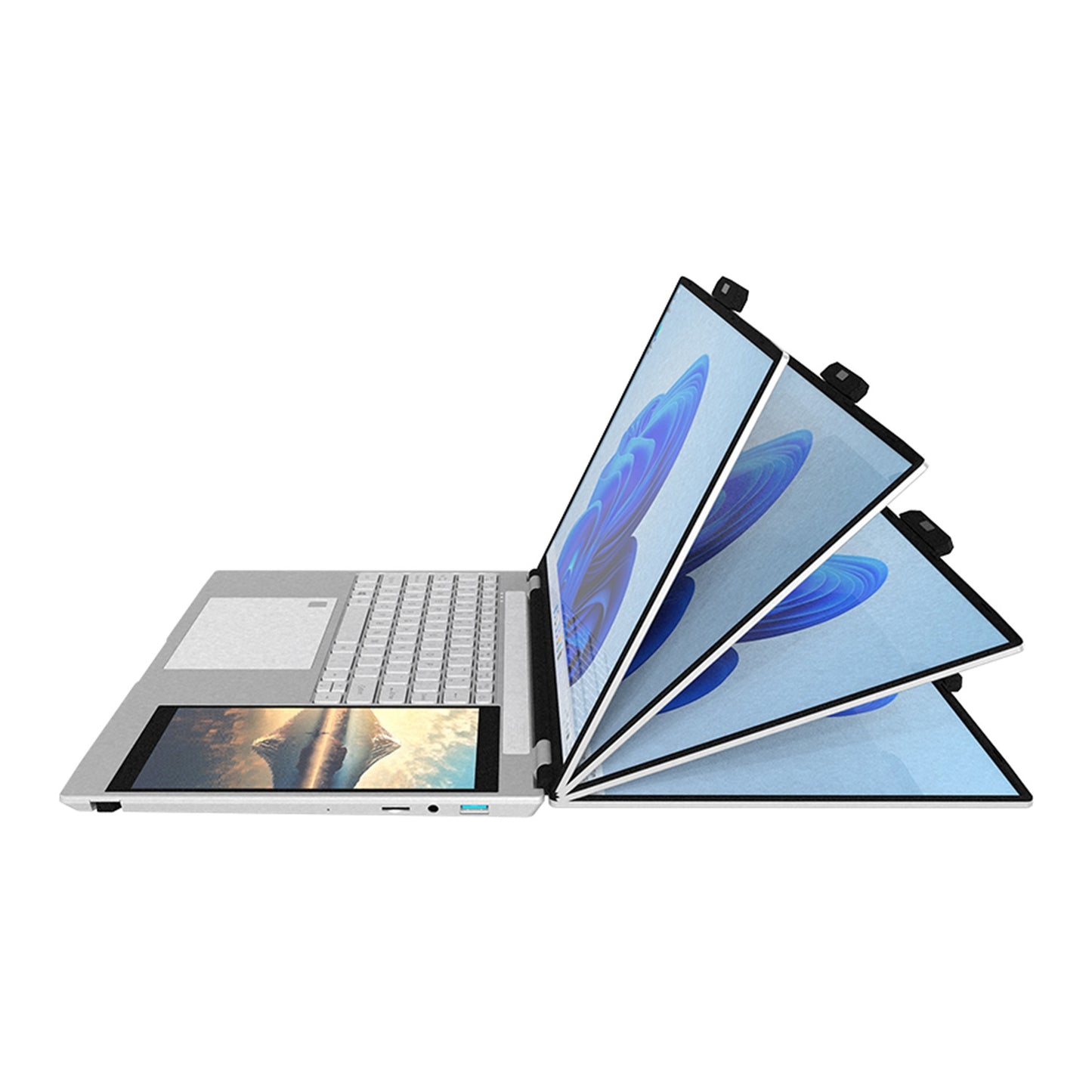 Notebook Dual Screen 15.6” Full HD + Pantalla Secundaria 7” | 16GB RAM DDR5 | 512GB SSD | Intel Quad-Core hasta 3.4GHz | Windows 11 Pro | Webcam Magnética