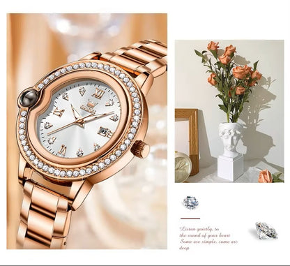 Reloj de Pulsera de Lujo para Mujer con Diamantes Resistencia al agua