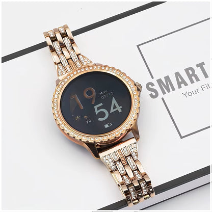 Smartwatch Elegante para Mujer Llamadas Bluetooth Monitor de Salud, Multideporte Correa Metálica