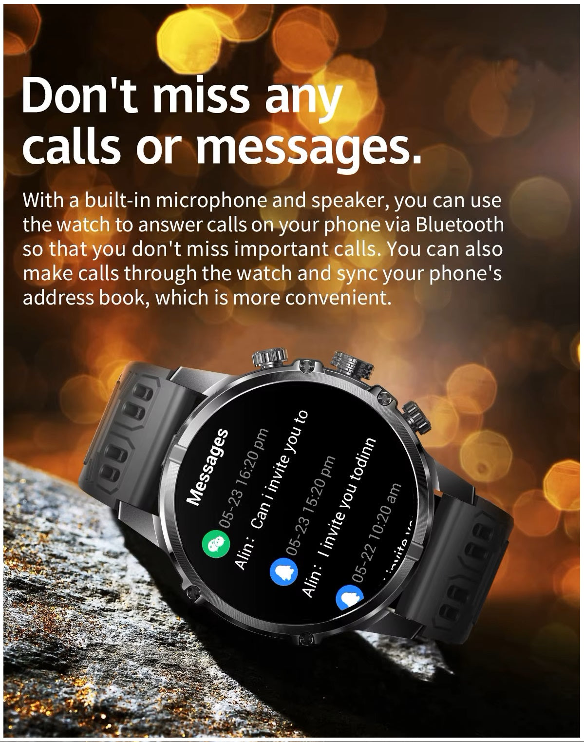 Smartwatch Deportivo Táctico AMOLED 1.75”  IP67, 600mAh, Bluetooth HD Compatible Android & iOS